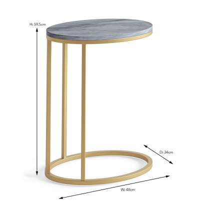 Marmora Oval Sofa/Side Table Grey Marble & Gold Marmora Oval Sofa/Side Table Grey Marble & Gold