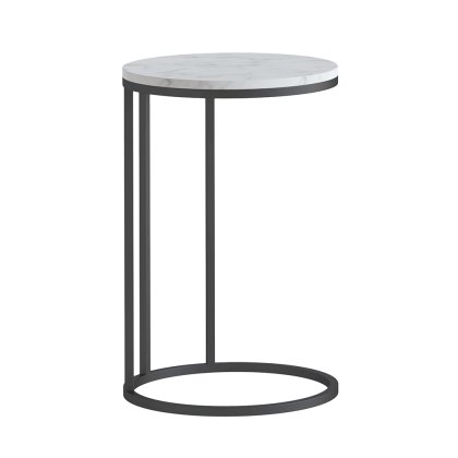 Marmora Round Sofa/Side Table White Marble & Grey Marmora Round Sofa/Side Table White Marble & Grey