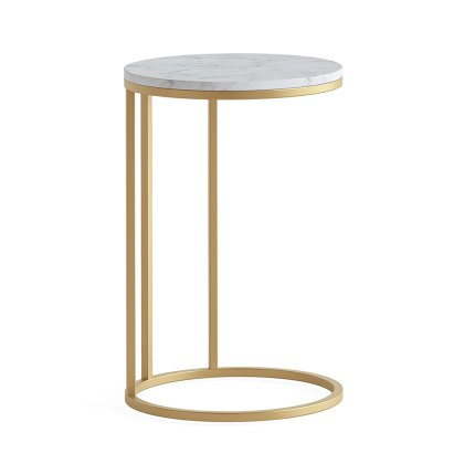 Marmora Round Sofa/Side Table White Marble & Gold Marmora Round Sofa/Side Table White Marble & Gold