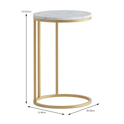 Marmora Round Sofa/Side Table White Marble & Gold Marmora Round Sofa/Side Table White Marble & Gold