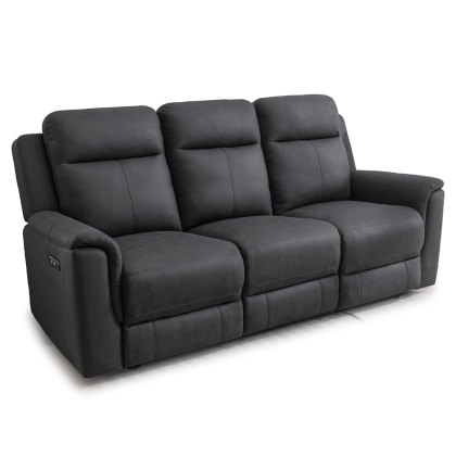Fenton Electric Reclining 3 Seater Sofa Fabric Gunmetal