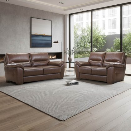 Novara 3 Seater & 2 Seater Sofa Leather Category 13(S) Winchester Brown