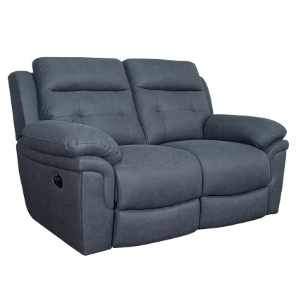 Holstein 2 Seater Manual Reclining Sofa Faux Suede Navy Blue