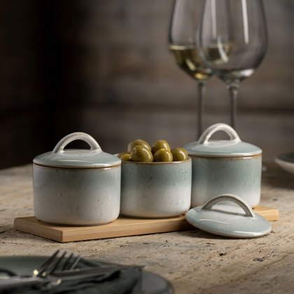 Tivoli 3 Piece Serving Bowl Set with Bamboo Board