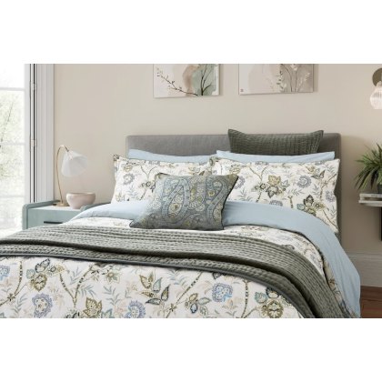 Emira Reversible Duvet Cover Set Soft Teal & Green (Multiple Sizes)