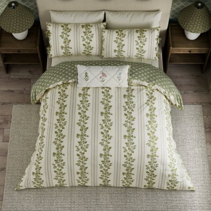 Cobnut Reversible Duvet Cover Set Leaf Green (Multiple Sizes)