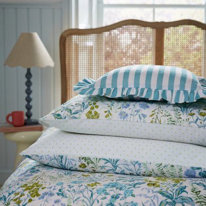 Foxglove Print Reversible Duvet Cover Set Aqua (Multiple Sizes)