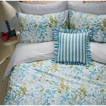 Foxglove Print Reversible Duvet Cover Set Aqua (Multiple Sizes)