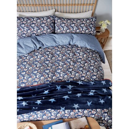 Lawrence Reversible Duvet Cover Set Navy (Multiple Sizes)