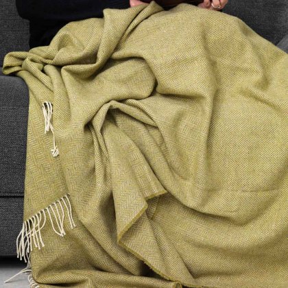Heritage Spring Green Herringbone Throw 145cm x 200cm Green Heritage Spring Green Herringbone Throw 145cm x 200cm Green