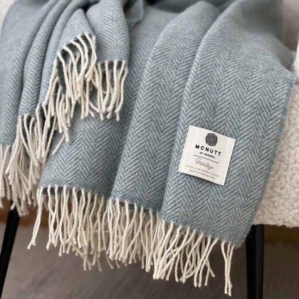 Heritage Seagreen Herringbone Throw 145cm x 200cm Green Heritage Seagreen Herringbone Throw 145cm x 200cm Green