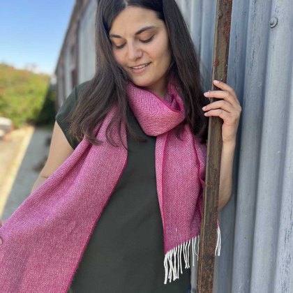 Lambswool Chianti Herringbone Scarf 30cm x 215cm Pink Lambswool Chianti Herringbone Scarf 30cm x 215cm Pink