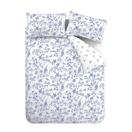 Thea Floral Reversible Duvet Cover Set Blue