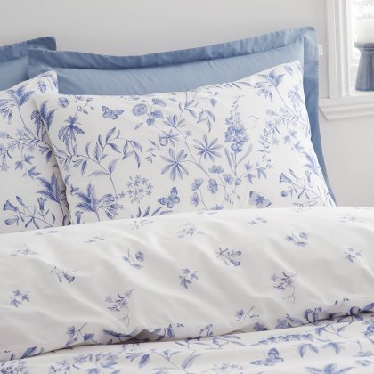 Thea Floral Reversible Duvet Cover Set Blue