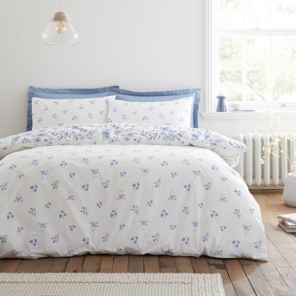 Thea Floral Reversible Duvet Cover Set Blue (Multiple Sizes) Thea Floral Reversible Duvet Cover Set Blue (Multiple Sizes)