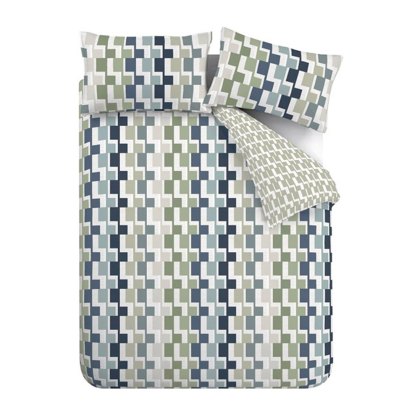 Bryson Reversible Duvet Cover Set Blue (Multiple Sizes)