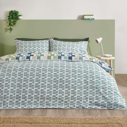 Bryson Reversible Duvet Cover Set Blue (Multiple Sizes)