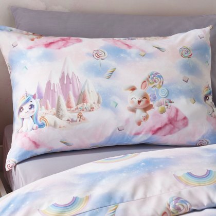 Candy Unicorn Reversible Duvet Cover Set Pink (Multiple Sizes)
