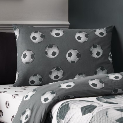 Football Reversible Duvet Cover Set Grey (Multiple Sizes)
