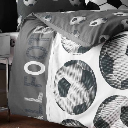 Football Reversible Duvet Cover Set Grey (Multiple Sizes)