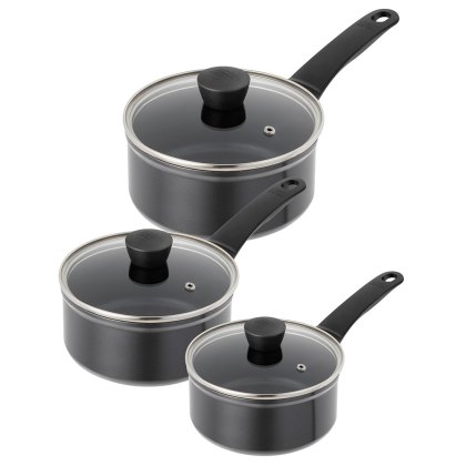 Easy Induction 3 Piece Saucepan Set Black
