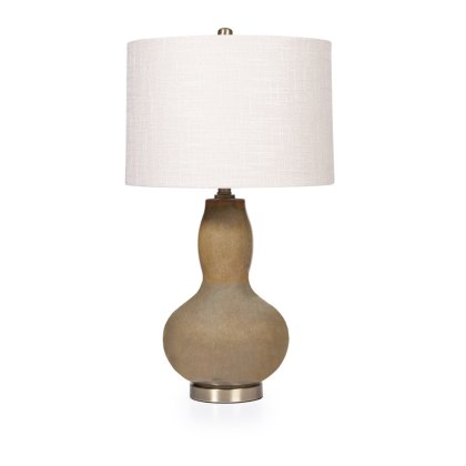 Maisie Table Lamp Light Brown Base With Off White Linen Shade