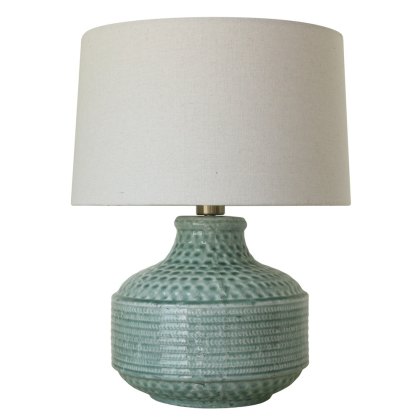 Ayla Table Lamp Green Base With Off White Linen Shade