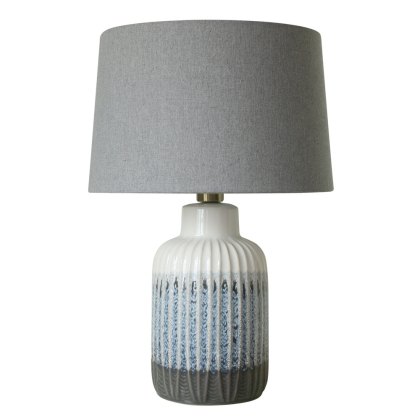 Hallie Table Lamp Grey, Blue & White Base With Grey Linen Shade