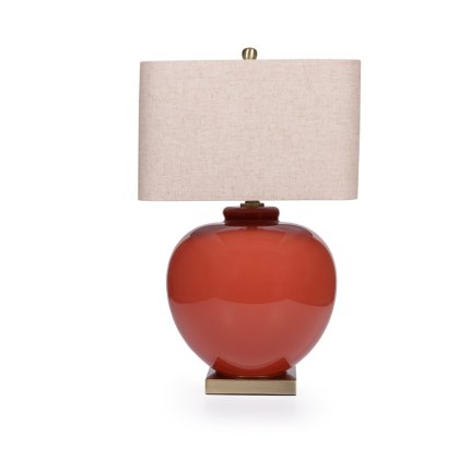 Lottie Table Lamp Red Base With Beige Linen Shade