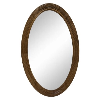 Osian Oval Wall Mirror Wooden Brown