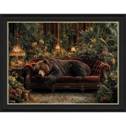 Lounging Bear 90cm x 70cm Picture By Regal Retreats Black Frame Lounging Bear 90cm x 70cm Picture By Regal Retreats Black Frame