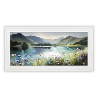 Lakeland Dawn 111cm x 56cm Picture By Simon Hartley White Frame