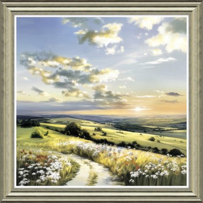 The Gentle Hillside 92cm x 92cm Picture By Simon Hartley Silver Frame The Gentle Hillside 92cm x 92cm Picture By Simon Hartley Silver Frame