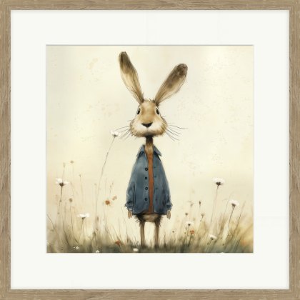 Stick Leg Rabbit 42cm x 42cm Picture By Lucy Hart Wooden Frame Stick Leg Rabbit 42cm x 42cm Picture By Lucy Hart Wooden Frame