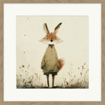 Stick Leg Fox 42cm x 42cm Picture By Lucy Hart Wooden Frame Stick Leg Fox 42cm x 42cm Picture By Lucy Hart Wooden Frame