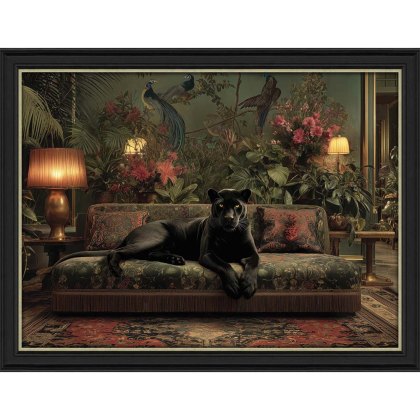 Lounging Panther 110cm x 84cm Picture By Regal Retreats Black Frame Lounging Panther 110cm x 84cm Picture By Regal Retreats Black Frame