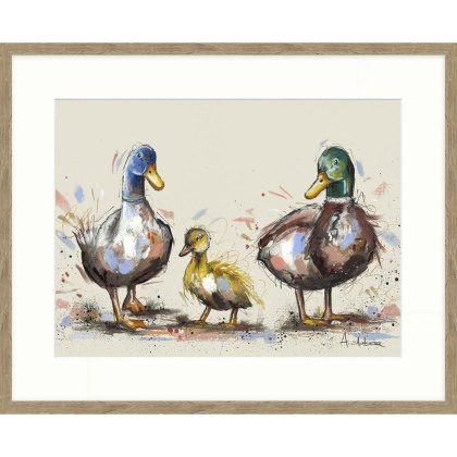 Waddle Squad 52cm x 42cm Picture By Ashley Saunders Wooden Frame