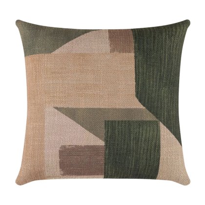Geo Block Cushion 45cm x 45cm Natural/Green
