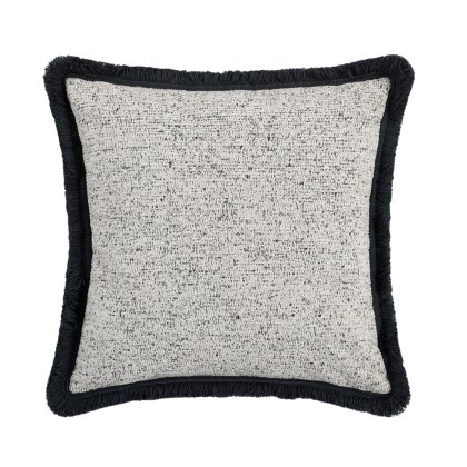 Yara Cushion with Fringe 45cm x 45cm Natural/Black