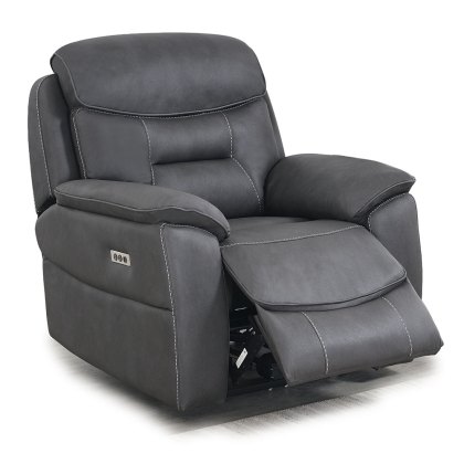 Cordon Electric Reclining Armchair With USB Charger Faux Leather Dark Grey