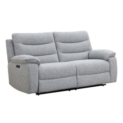 Anton 3 Seater Electric Reclining Sofa Fabric Silver