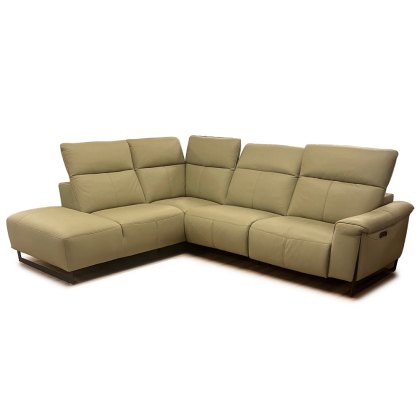 Andrea 4+ Electric Reclining Corner Sofa With End Terminal Leather Category 10 (S) Celadon Green