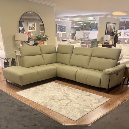 Andrea 4+ Electric Reclining Corner Sofa With End Terminal Leather Category 10 (S) Celadon Green
