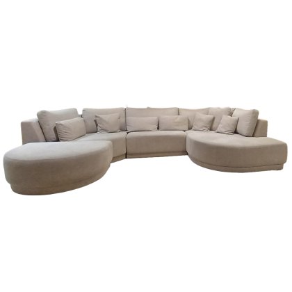 Lucca 4 + Seater Curved Corner Sofa Including Curved Footstool Fabric PR Ash Grey