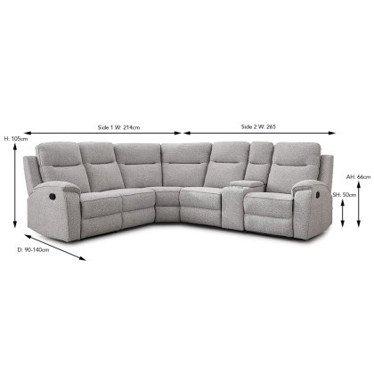 Salzburg Manual Reclining 4 + Corner Unit With Console Fabric Light Grey