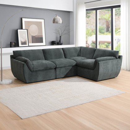 Darren 4 + Seater Modular Corner Sofa LHF/RHF Fabric Forest Night