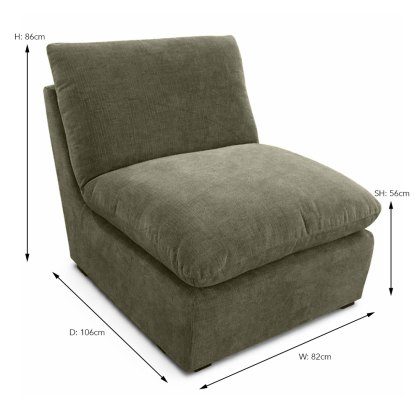 Darren 1.5 Seater Modular Armless Chair Fabric Forest Night