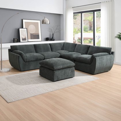 Darren Footstool Fabric Forest Night
