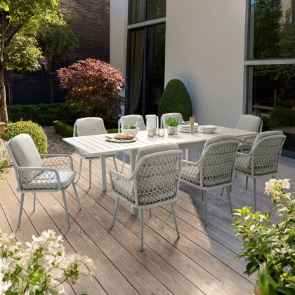 Toulon 8 Person Light Grey Outdoor Rectangular Extending Wood Effect Dining Table & Chair Set Grey