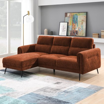Valentia 3.5 Seater Sofa With Chaise RHF Fabric Terracotta